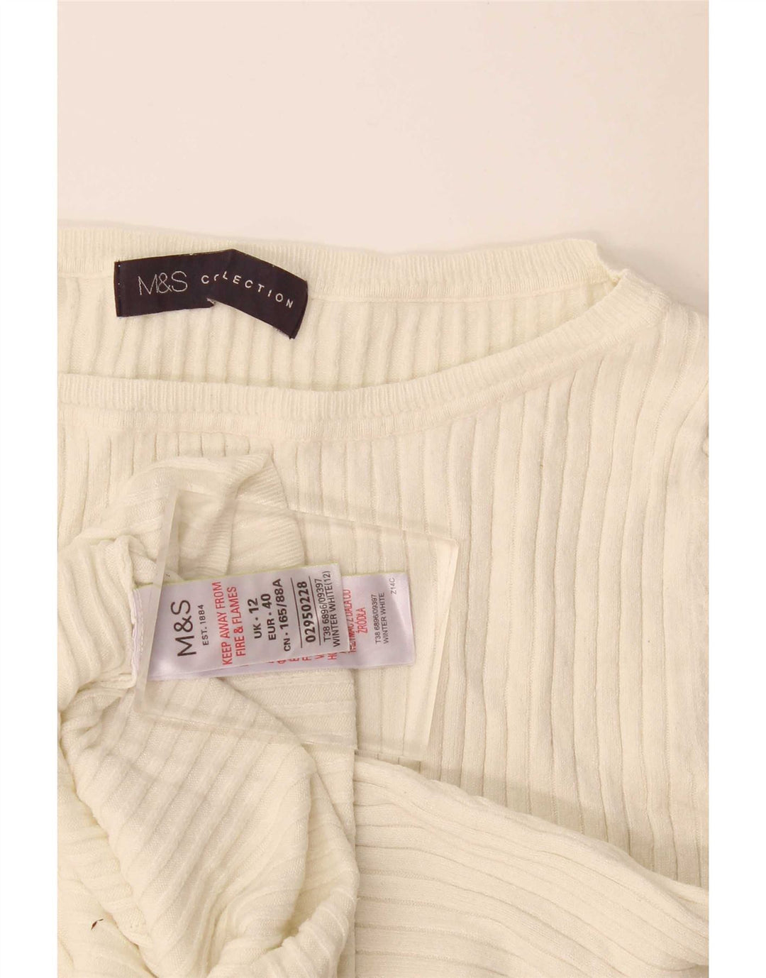 Marks & Spencer Top da donna manica 3/4 UK 12 viscosa bianco sporco medio