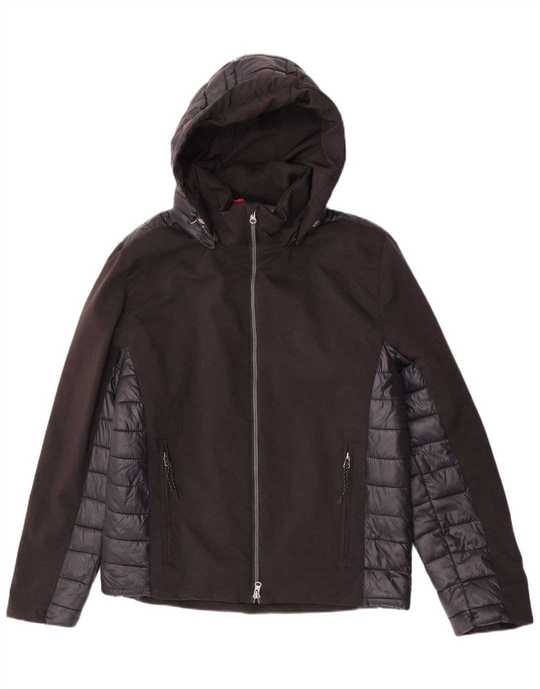 Giacca imbottita con cappuccio da uomo Brugi UK 40 grande poliestere color block nero