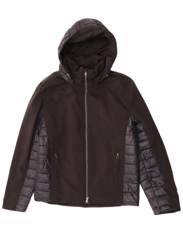 Giacca imbottita con cappuccio da uomo Brugi UK 40 grande poliestere color block nero