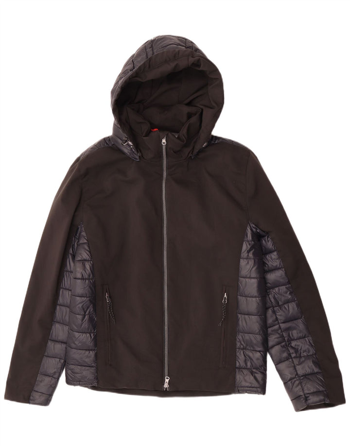 Giacca imbottita con cappuccio da uomo Brugi UK 40 grande poliestere color block nero