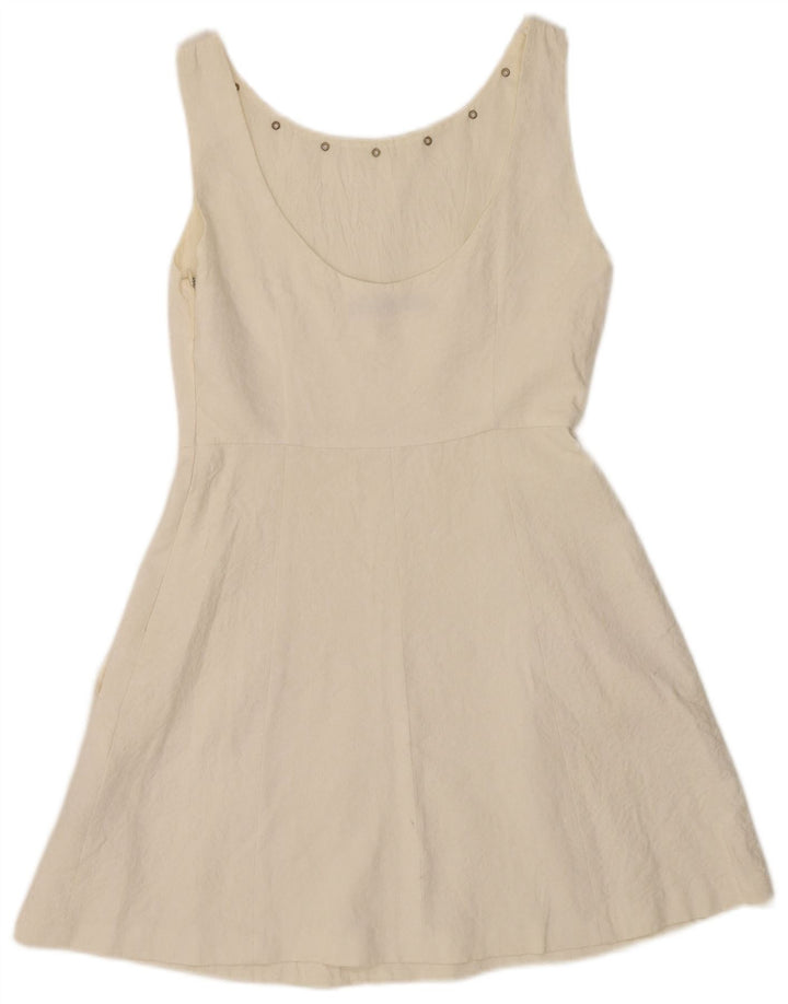 Abito a trapezio senza maniche da donna Zara UK 12 Viscosa bianca media