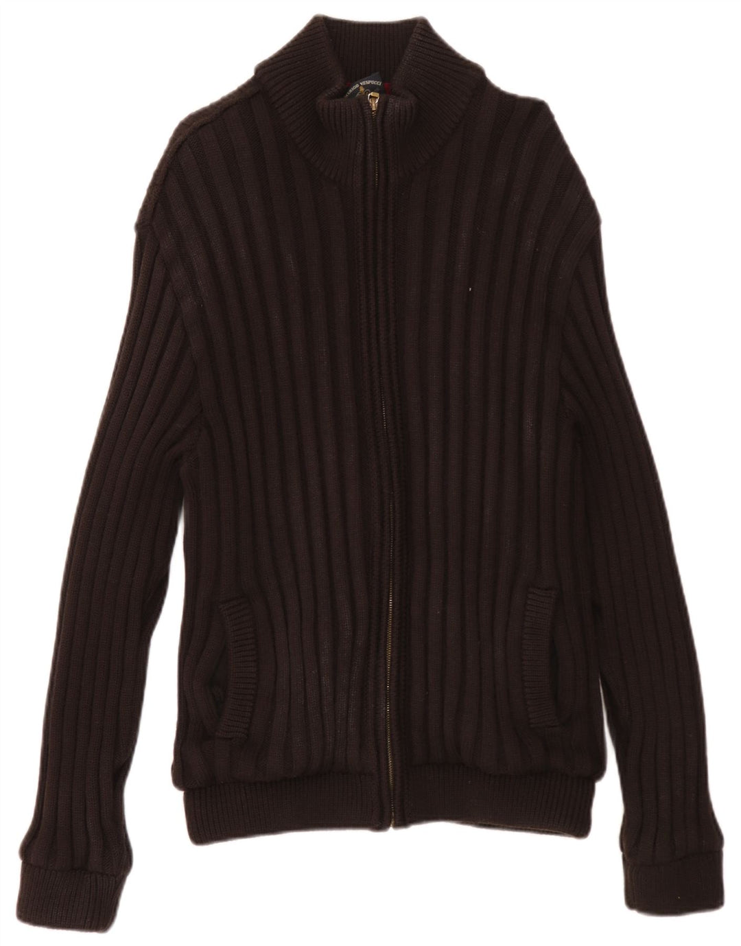 Maglione cardigan con zip intera da uomo Amerigo Vespucci Marrone medio