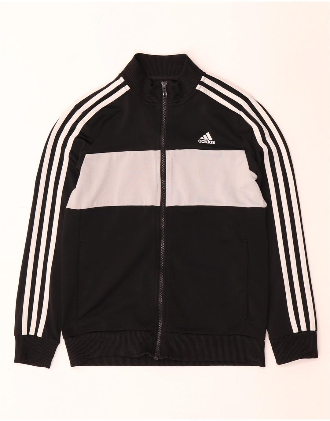 Giacca da tuta da ragazzo Adidas 11-12 anni in poliestere color block nero