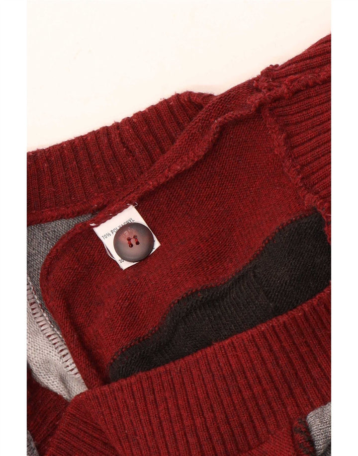 Maglione cardigan da uomo vintage grande acrilico a righe multicolori