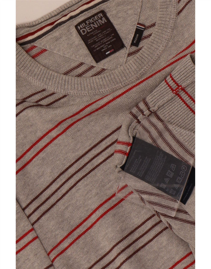 TOMMY HILFIGER Maglione da uomo girocollo in cotone a righe grigio medio