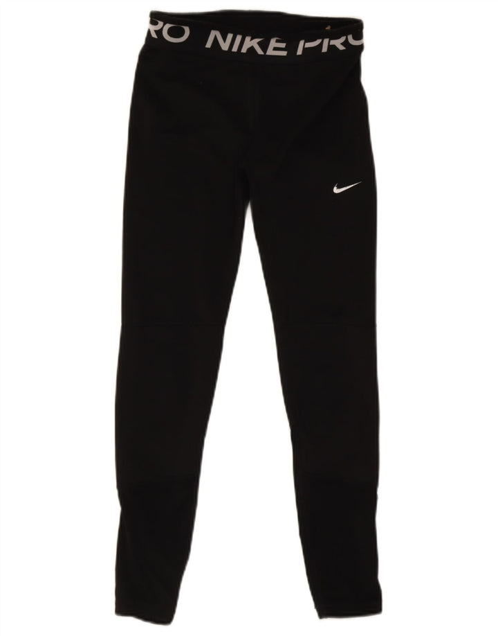 Leggings grafici Nike Dri Fit da donna UK 14 grande poliestere nero