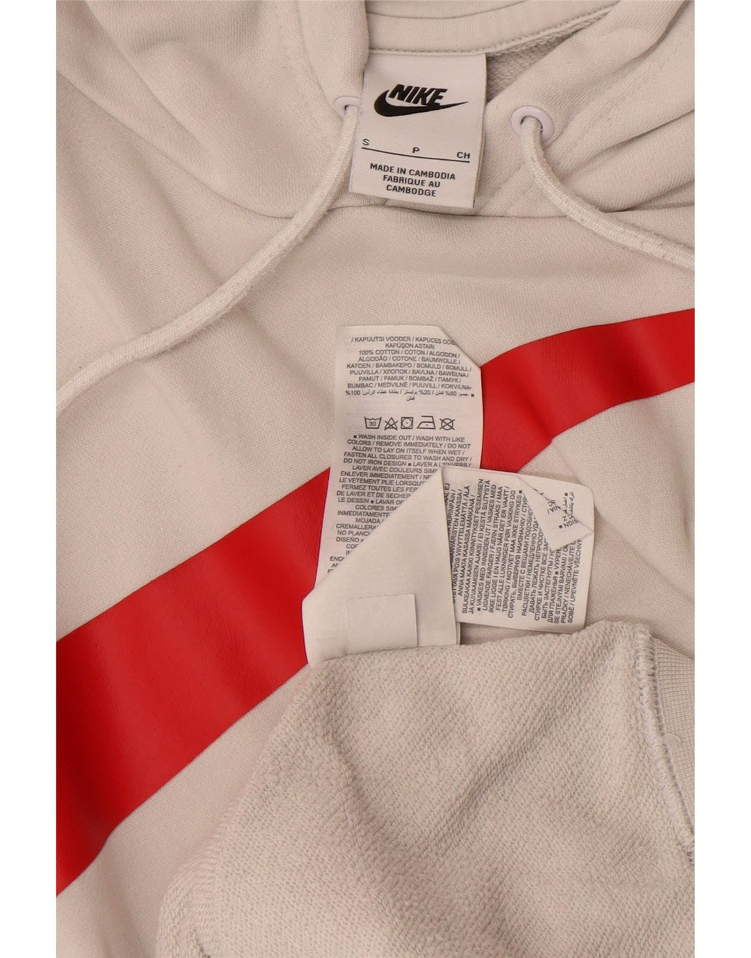 Felpa con cappuccio grafica Nike da uomo piccola in cotone bianco
