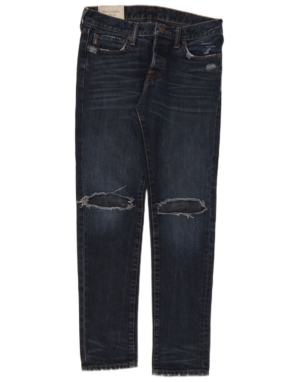 Jeans slim invecchiati Abercrombie & Fitch da donna W30 L30 blu navy