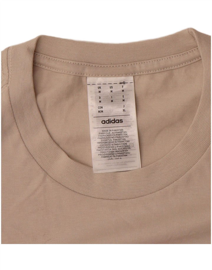 ADIDAS Mens Graphic T-Shirt Top Medium Beige Cotton