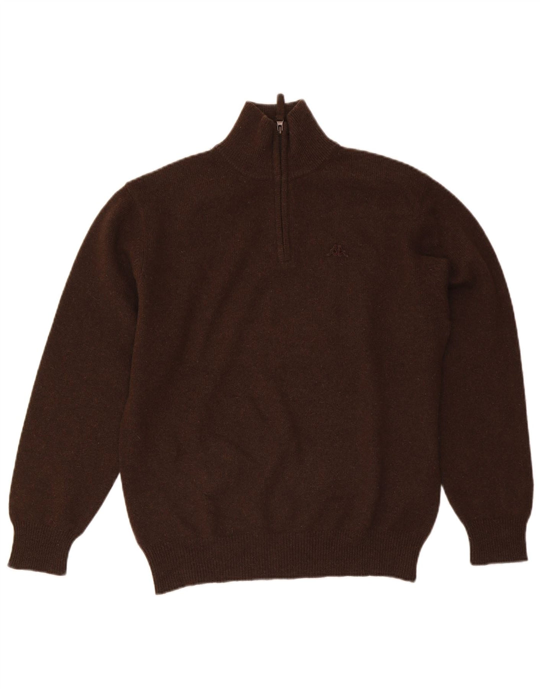 Maglione Kappa da uomo con zip e collo in lana marrone medio