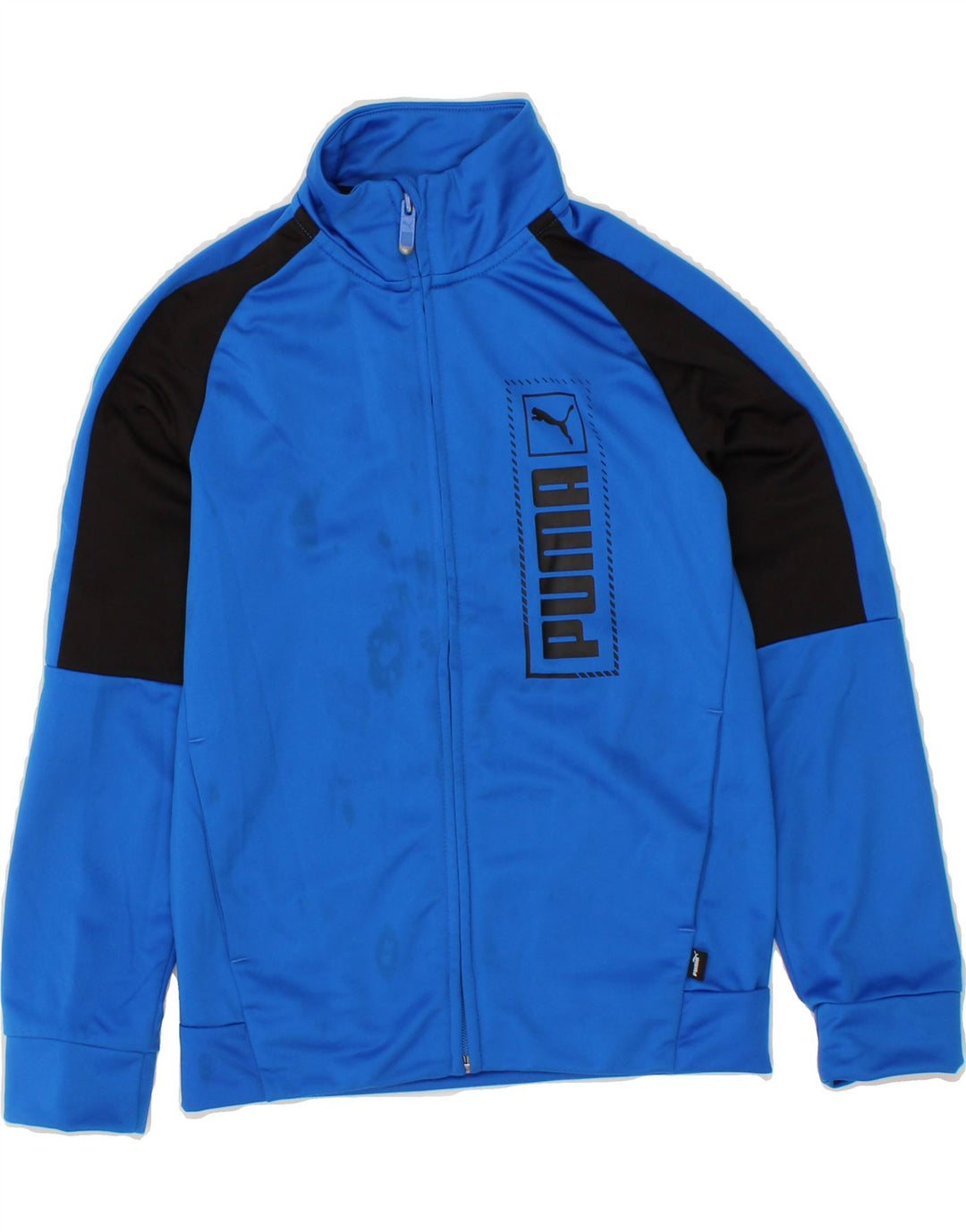 PUMA Boys Graphic Tracksuit Top Jacket 9-10 Years Medium Blue Colourblock Vintage Puma and Second-Hand Puma from Messina Hembry 