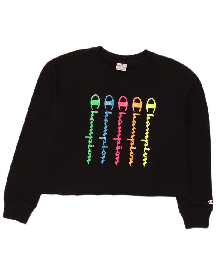 Felpa con grafica corta da donna Champion UK 14 media nera