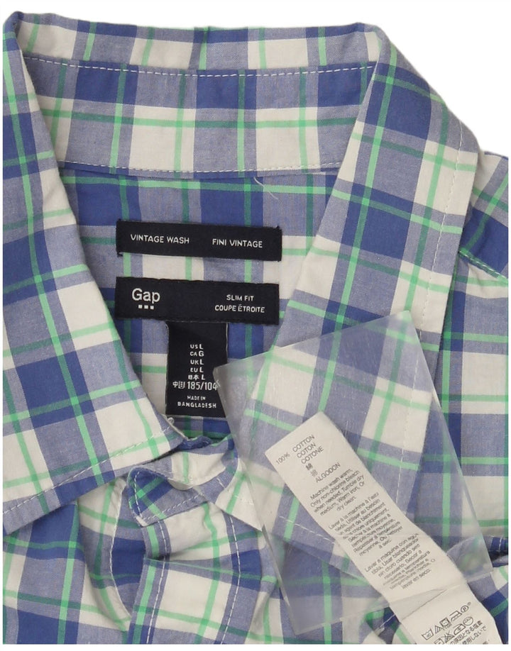 Camicia Gap da uomo slim fit in cotone a quadri blu grandi