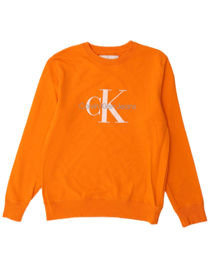 Calvin Klein Jeans Felpa grafica da uomo Maglione cotone arancione medio