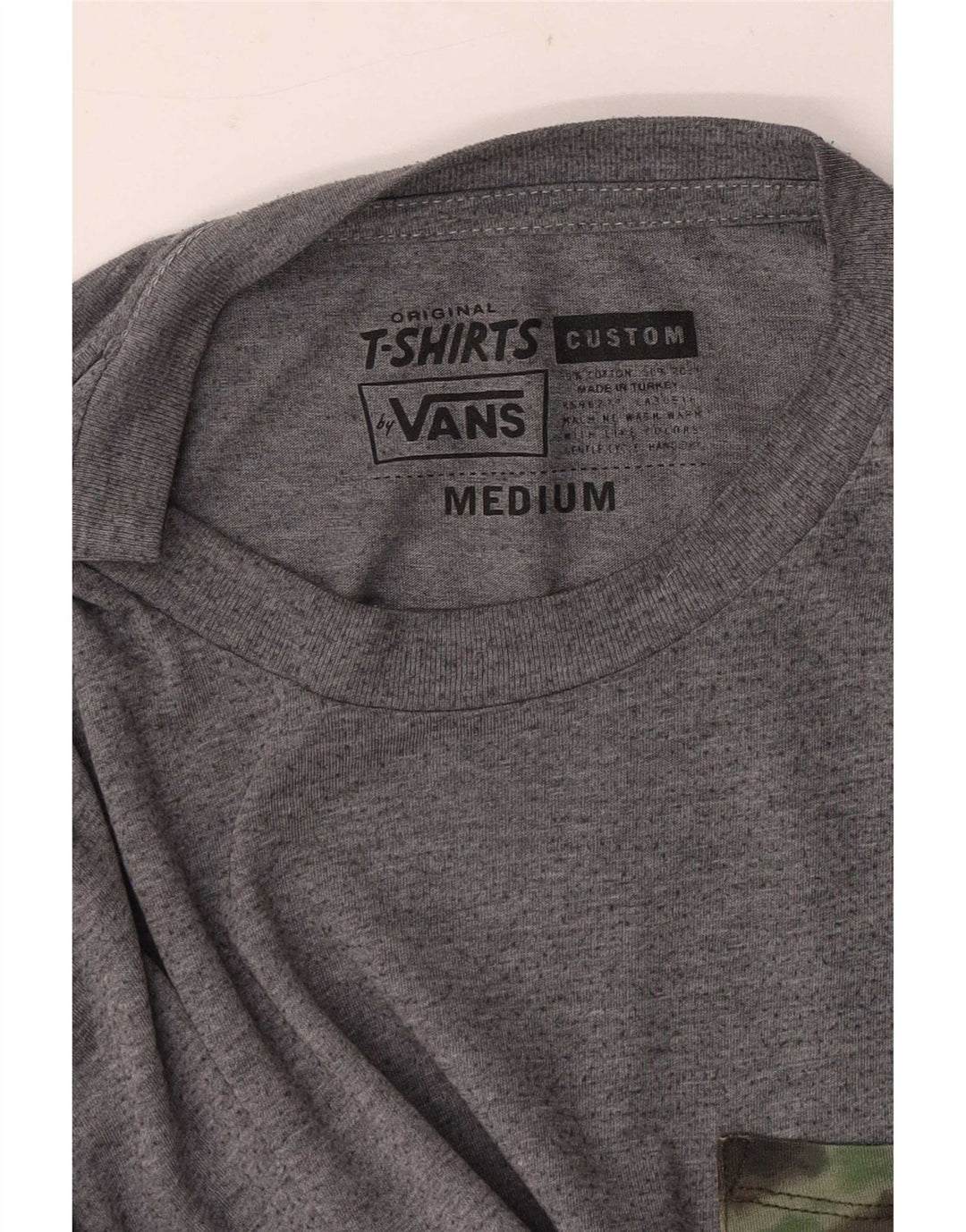 T-shirt da uomo su misura di Vans, top in cotone chiazzato grigio medio
