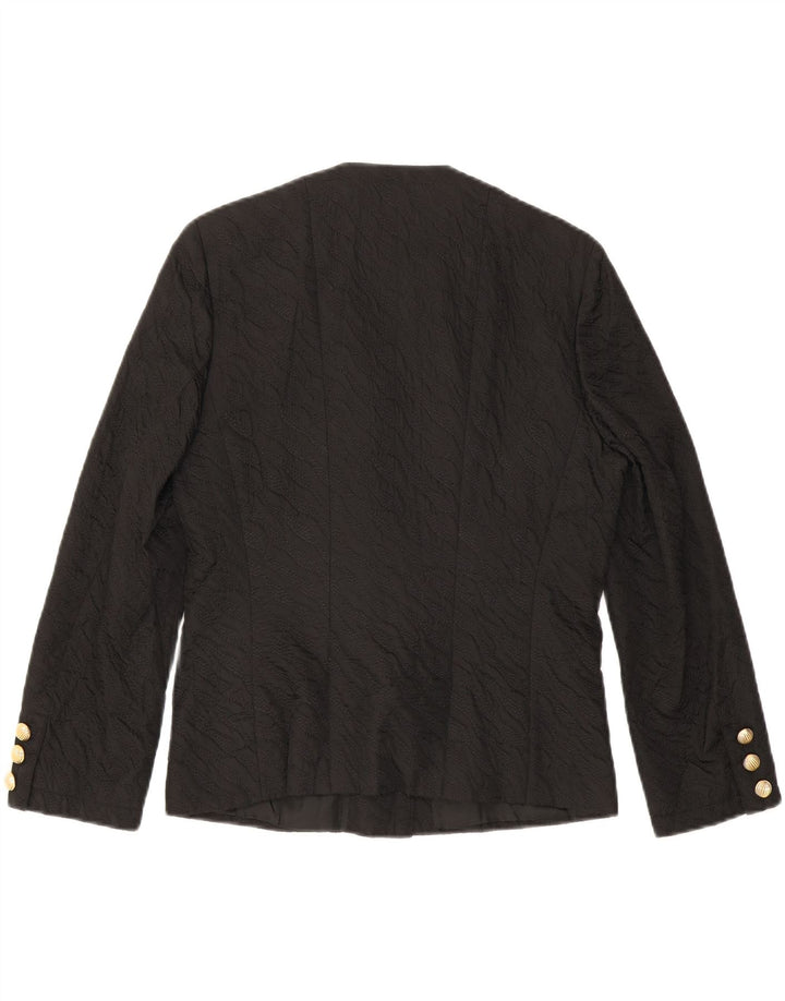 VINTAGE Womens 5 Button Blazer Jacket IT 44 Medium Black Striped Viscose Vintage Vintage and Second-Hand Vintage from Messina Hembry 