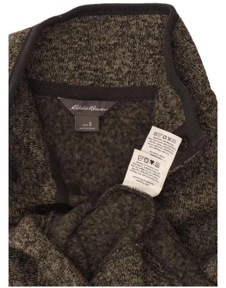 Eddie Bauer Felpa da uomo con collo abbottonato Maglione piccolo poliestere chiazzato grigio