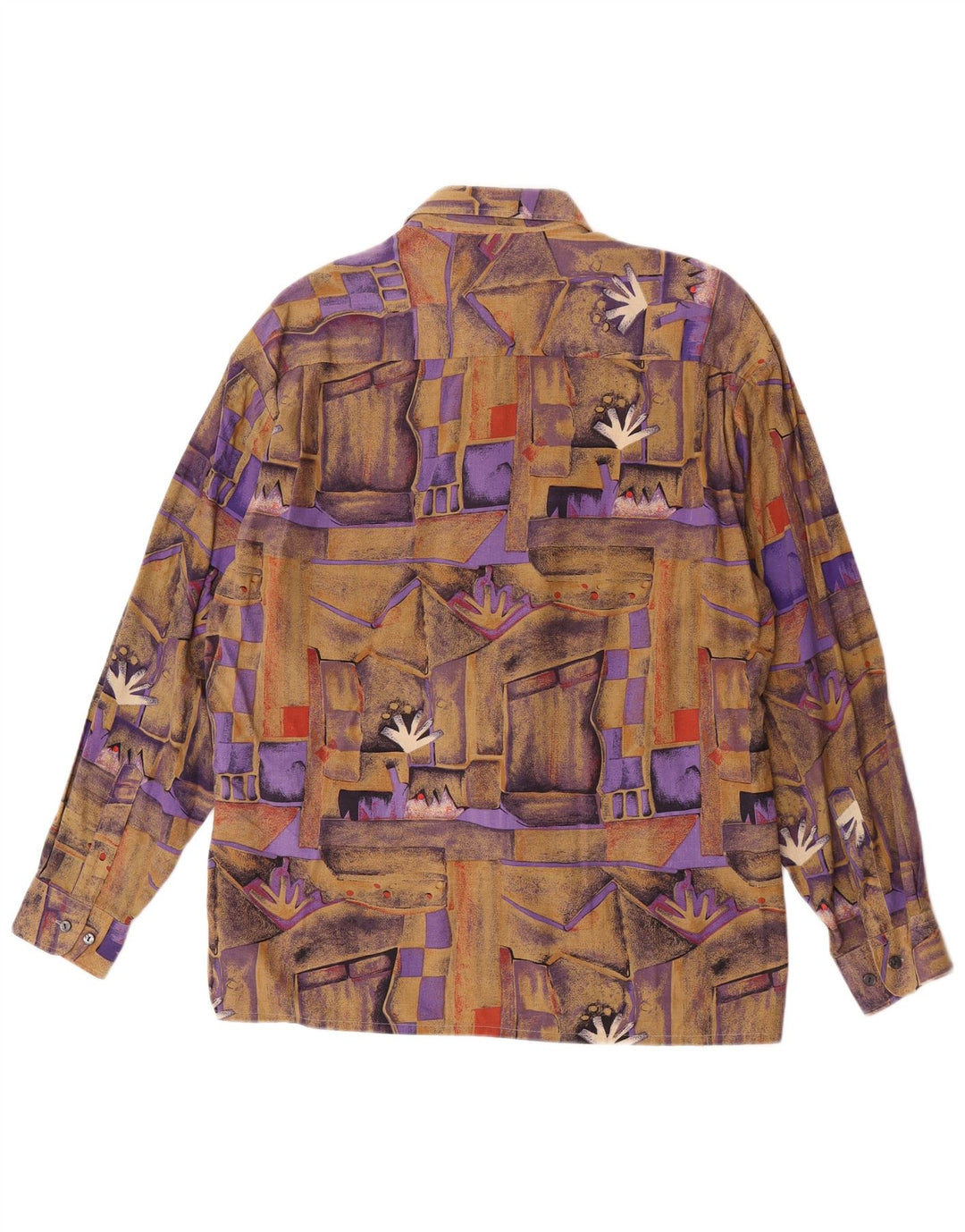Camicia da uomo vintage grande marrone geometrica