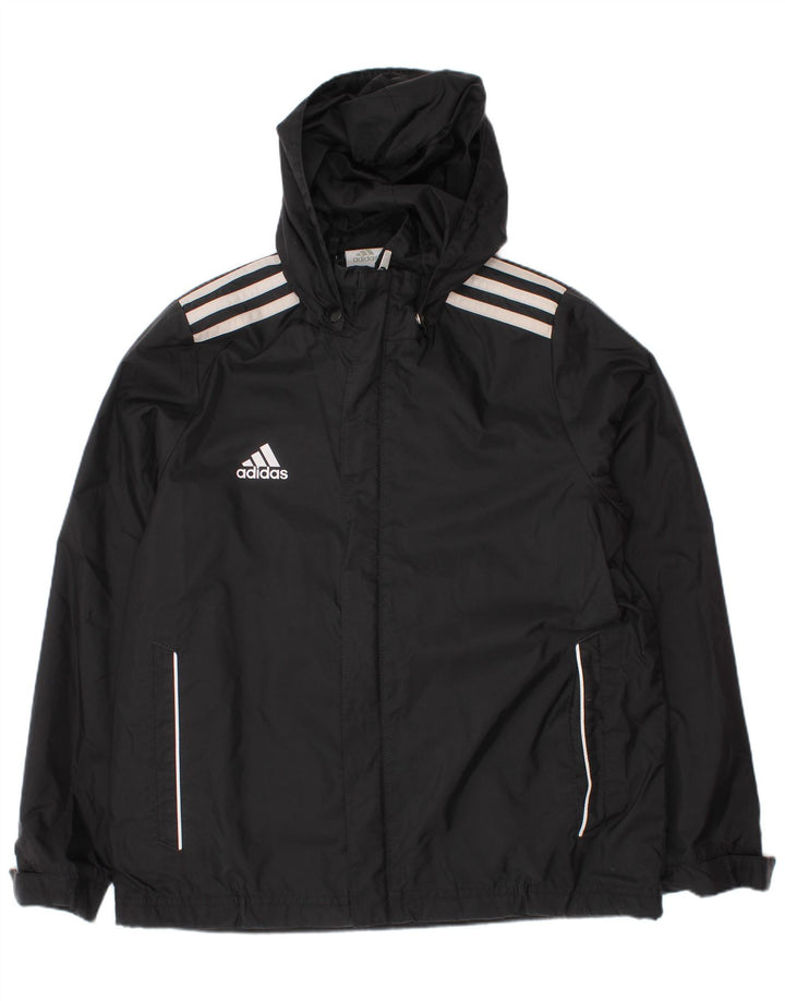 Giacca sportiva da ragazzo con cappuccio Adidas 9-10 anni in poliestere nero