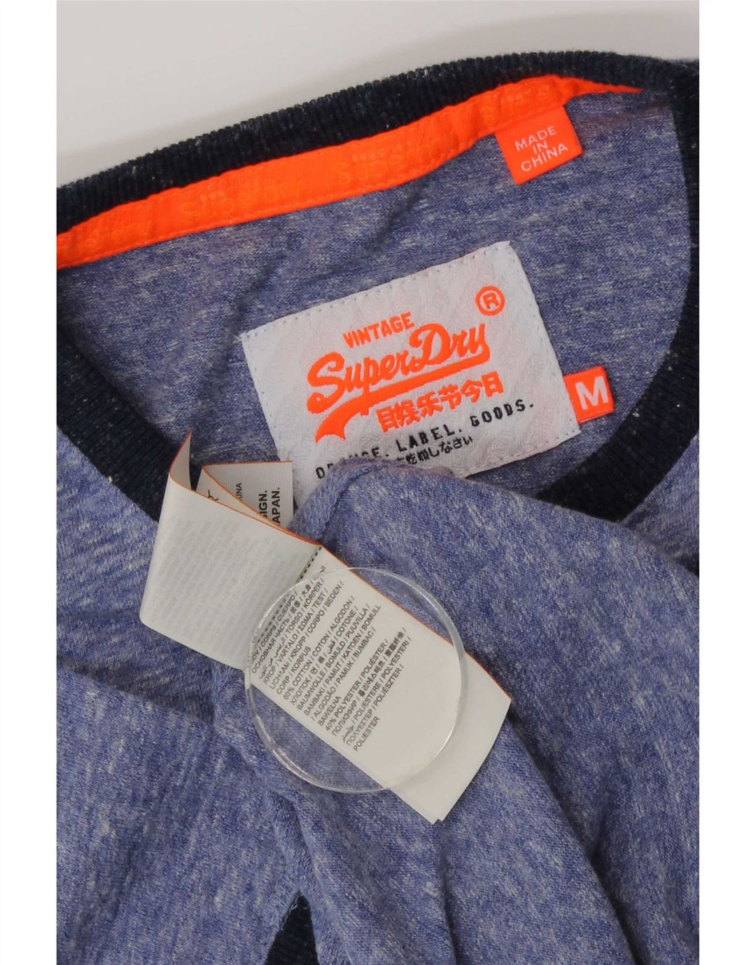 T-shirt da uomo Superdry Top in cotone chiazzato blu medio