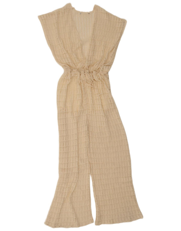 Tuta senza maniche vintage da donna UK 12 Beige medio