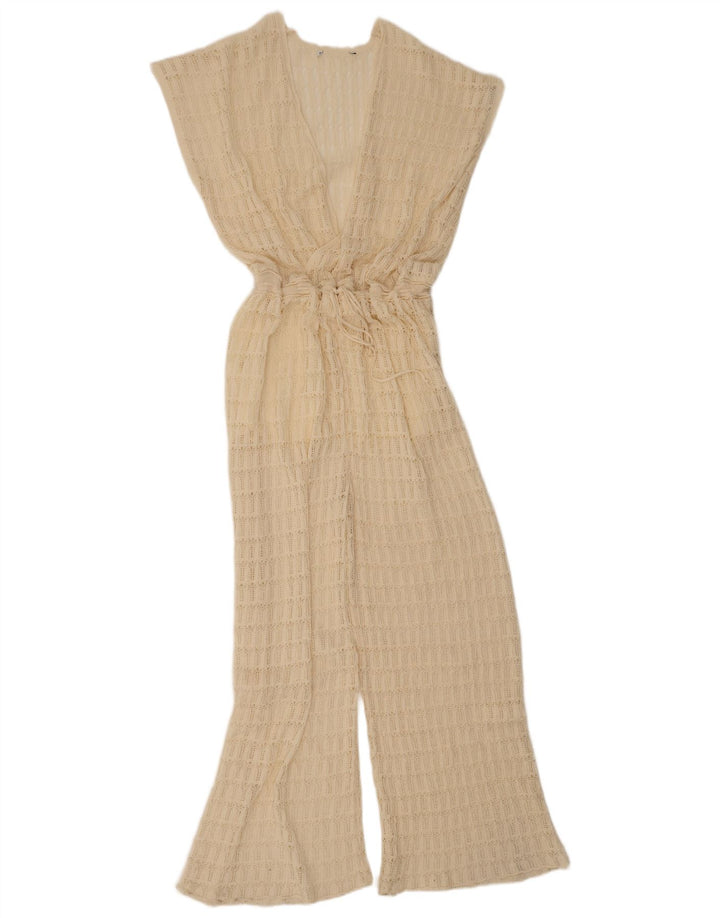 Tuta senza maniche vintage da donna UK 12 Beige medio