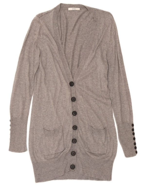 Maglione cardigan lungo da donna Marks & Spencer UK 12 Grigio medio chiazzato