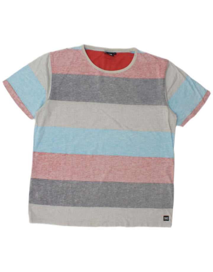 T-shirt da uomo Animal Top grande in cotone a righe multicolori