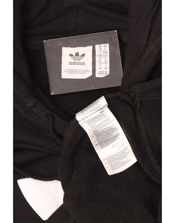 Adidas Womens Graphic Hoodie Jumper UK 18 XL Black Cotton