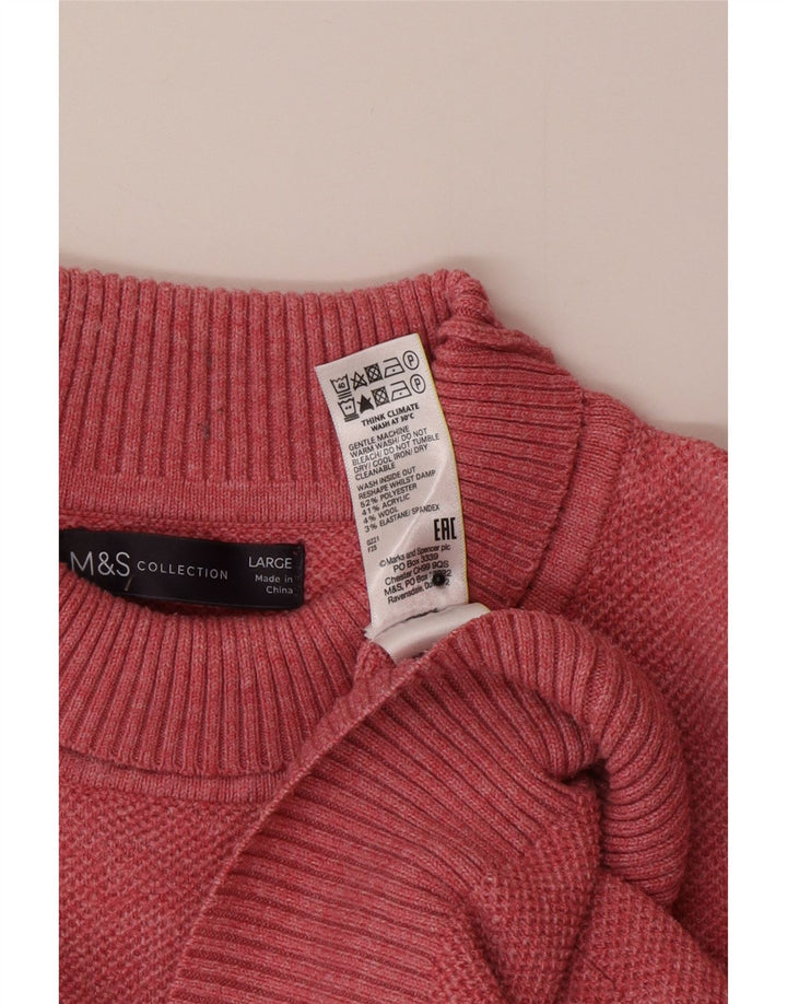 Maglione maglione oversize a collo alto Marks & Spencer da donna UK 16 grande rosa