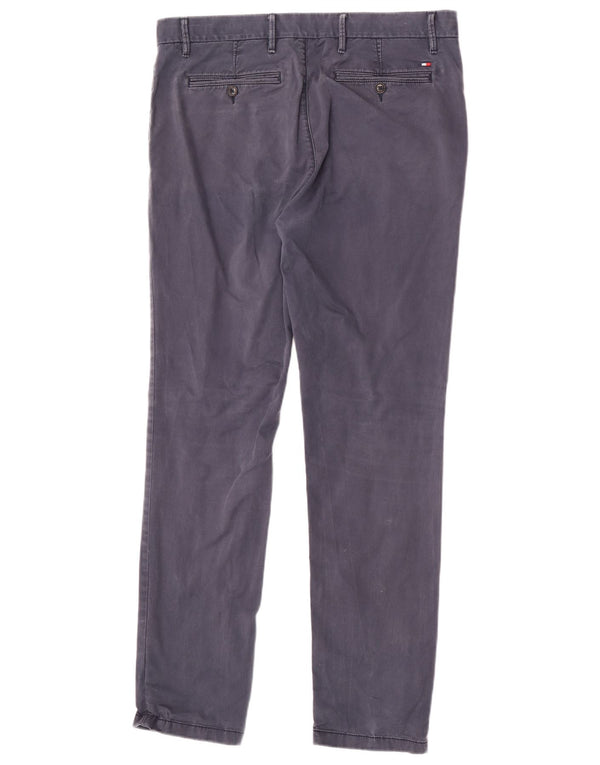 Pantaloni chino slim da uomo Tommy Hilfiger W34 L32 cotone blu navy