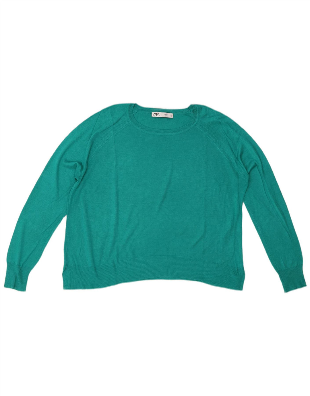 Maglione maglione con scollo a barca da donna Zara UK 14 Viscosa verde medio