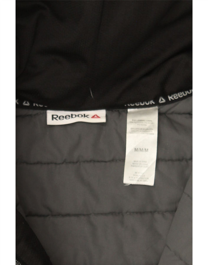 REEBOK Mens Zip Hoodie Sweater Medium Grey Colourblock Polyester Vintage Reebok and Second-Hand Reebok from Messina Hembry 
