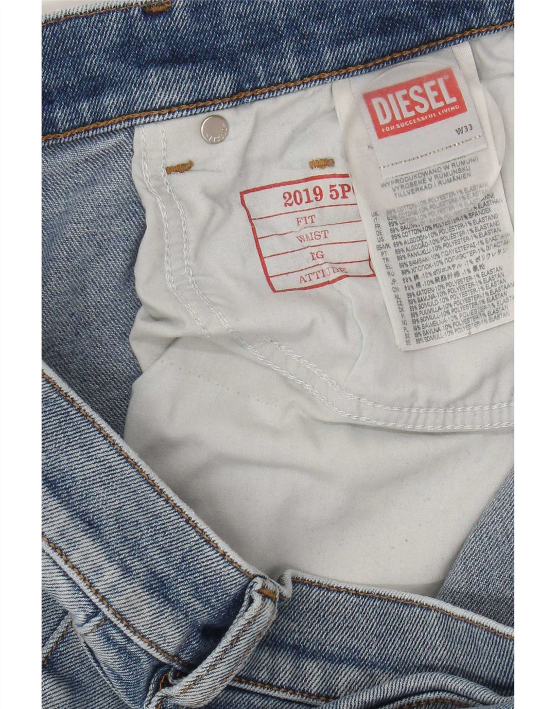 Jeans slim da donna Diesel W33 L32 cotone blu