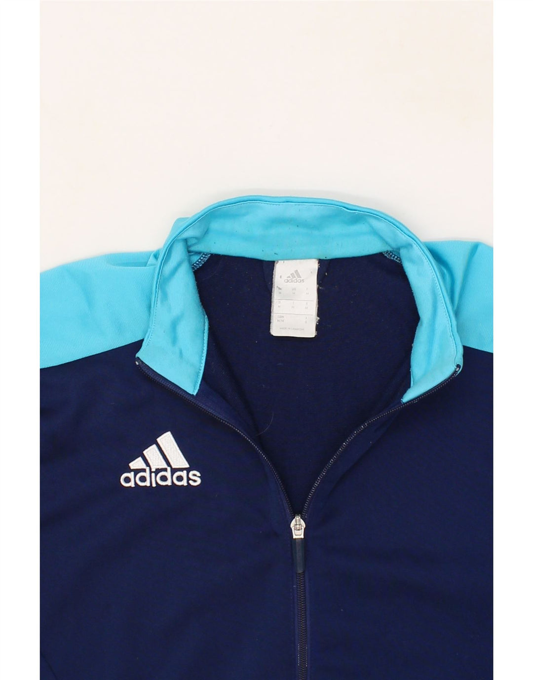 ADIDAS Mens Tracksuit Top Jacket Medium Navy Blue Colourblock Polyester Vintage Adidas and Second-Hand Adidas from Messina Hembry 