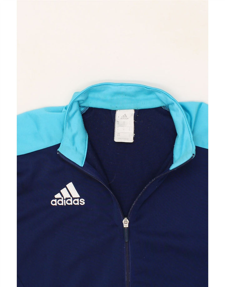 ADIDAS Mens Tracksuit Top Jacket Medium Navy Blue Colourblock Polyester Vintage Adidas and Second-Hand Adidas from Messina Hembry 