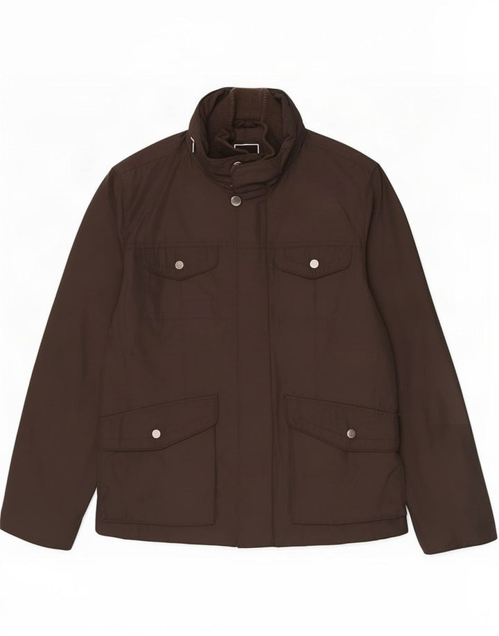 Giacca utilitaria con cappuccio da uomo Zara UK 40 grande poliestere marrone