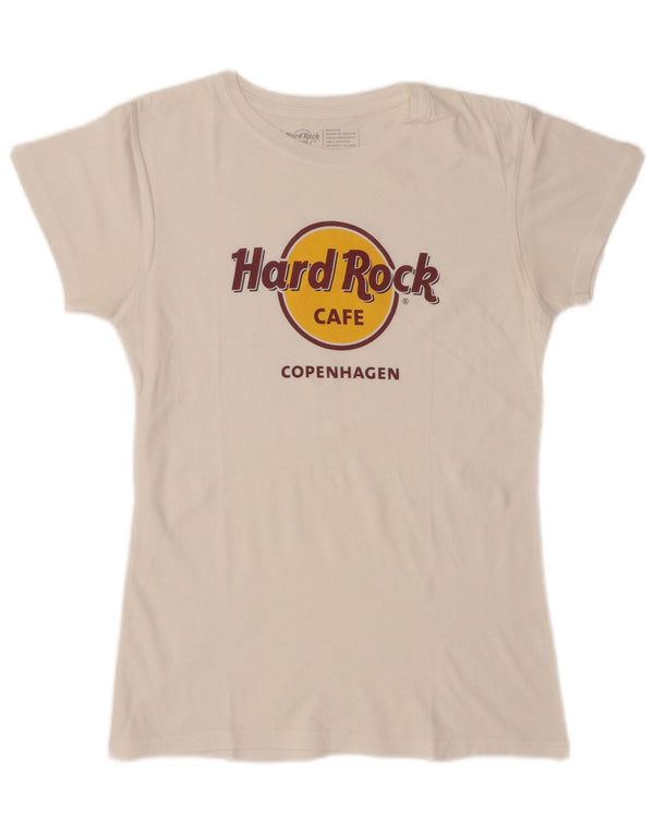 HARD ROCK CAFE Maglietta grafica da donna Copenhagen Top UK 12 Medium White
