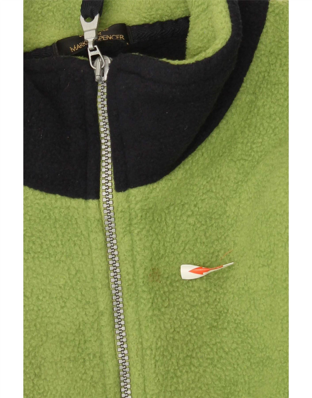 Maglione in pile da uomo Marks & Spencer con zip e collo grande color block verde