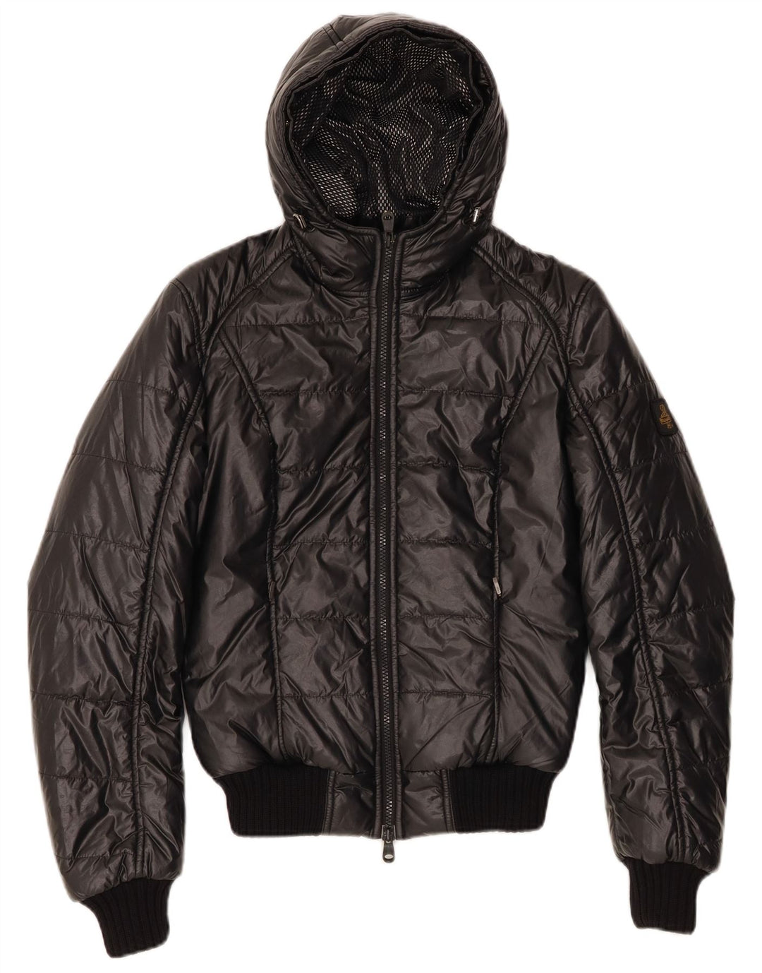 REFRIGIWEAR Piumino Donna con Cappuccio IT 42 Medio Nero Poliammide