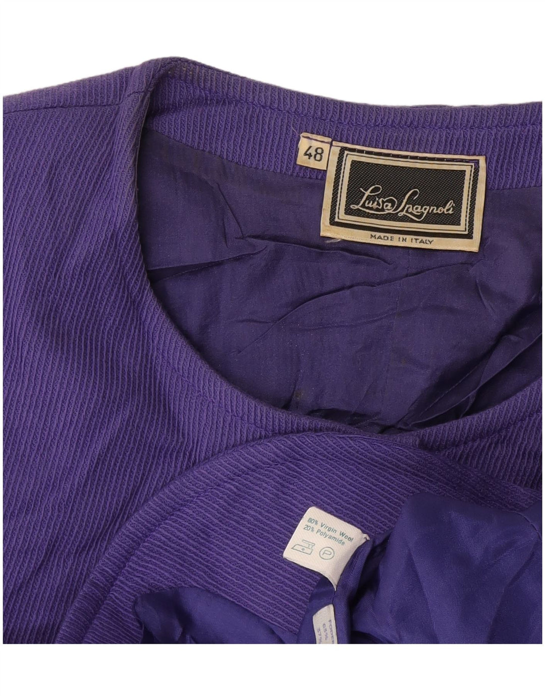 Giacca Blazer 5 Bottoni Donna Luisa Spagnoli IT 48 XL Lana Viola