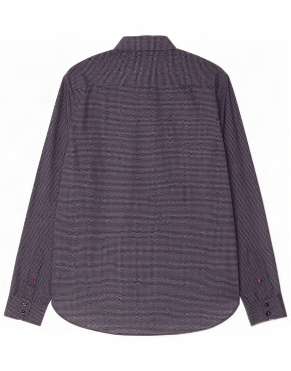 Ted Baker Camicia da uomo vestibilità regolare taglia 39 15.5 Medio Blu navy geometrico