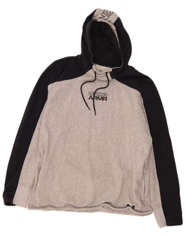 Felpa con cappuccio grafica da uomo Under Armour XL in cotone color block grigio