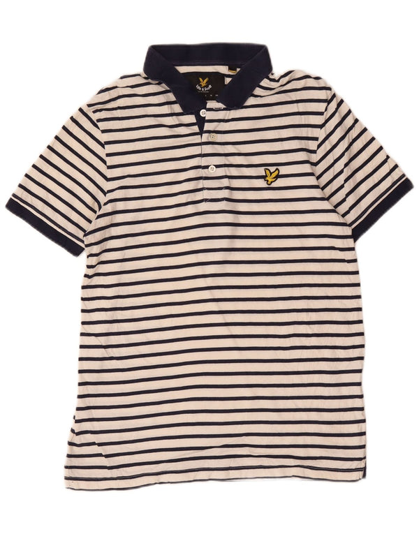 Polo da rugby da uomo Lyle & Scott in cotone a righe bianche medie