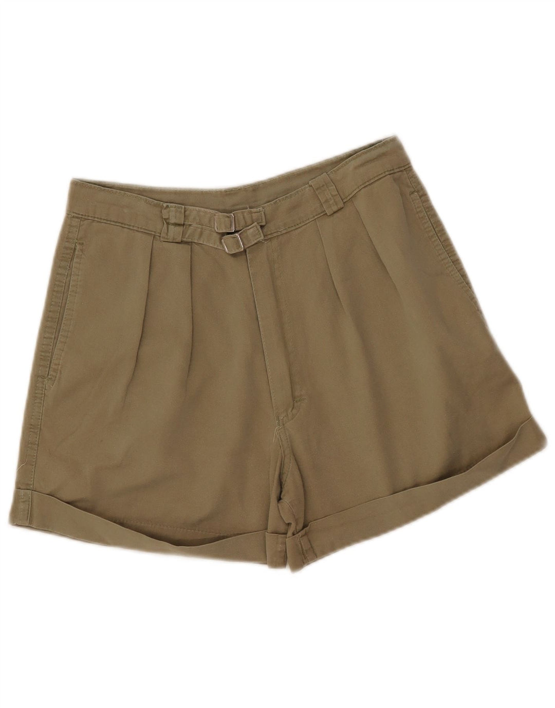 Pantaloncini chino vintage da donna a vita alta W28 medio kaki
