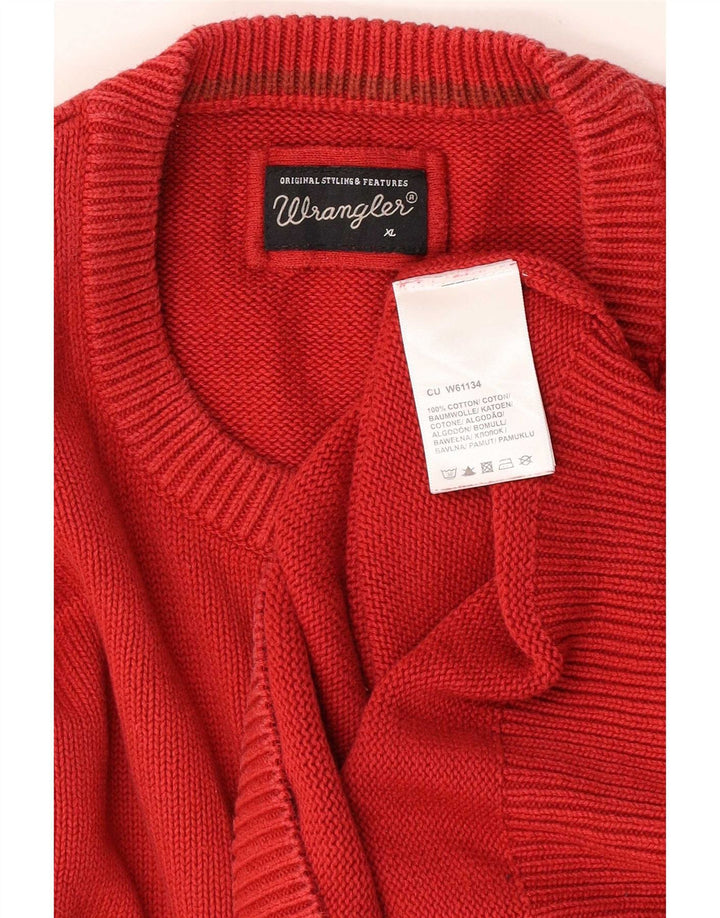 Maglione maglione girocollo da uomo Wrangler XL in cotone rosso