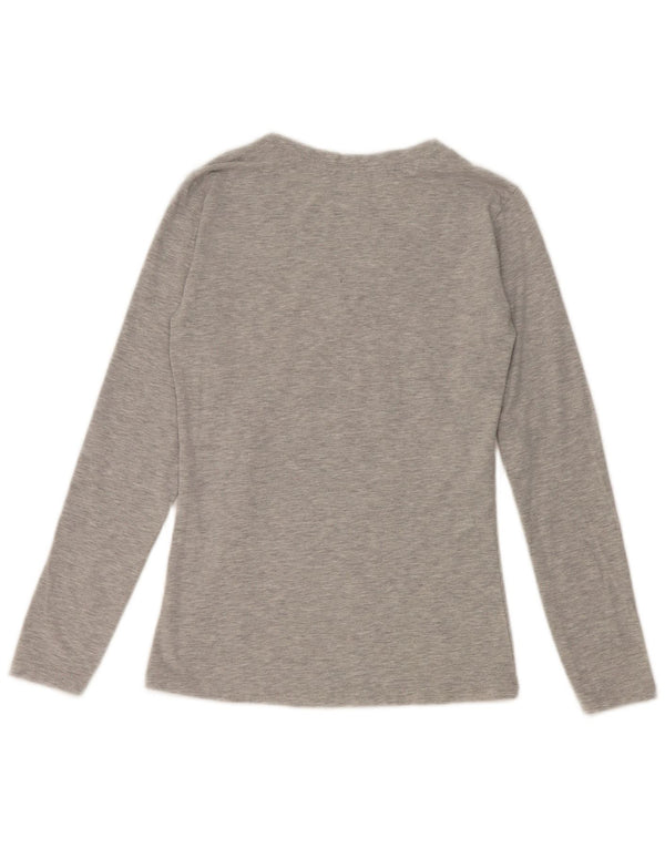 Pickwick Top grafico da donna a maniche lunghe UK 8 piccolo in viscosa chiazzata grigia