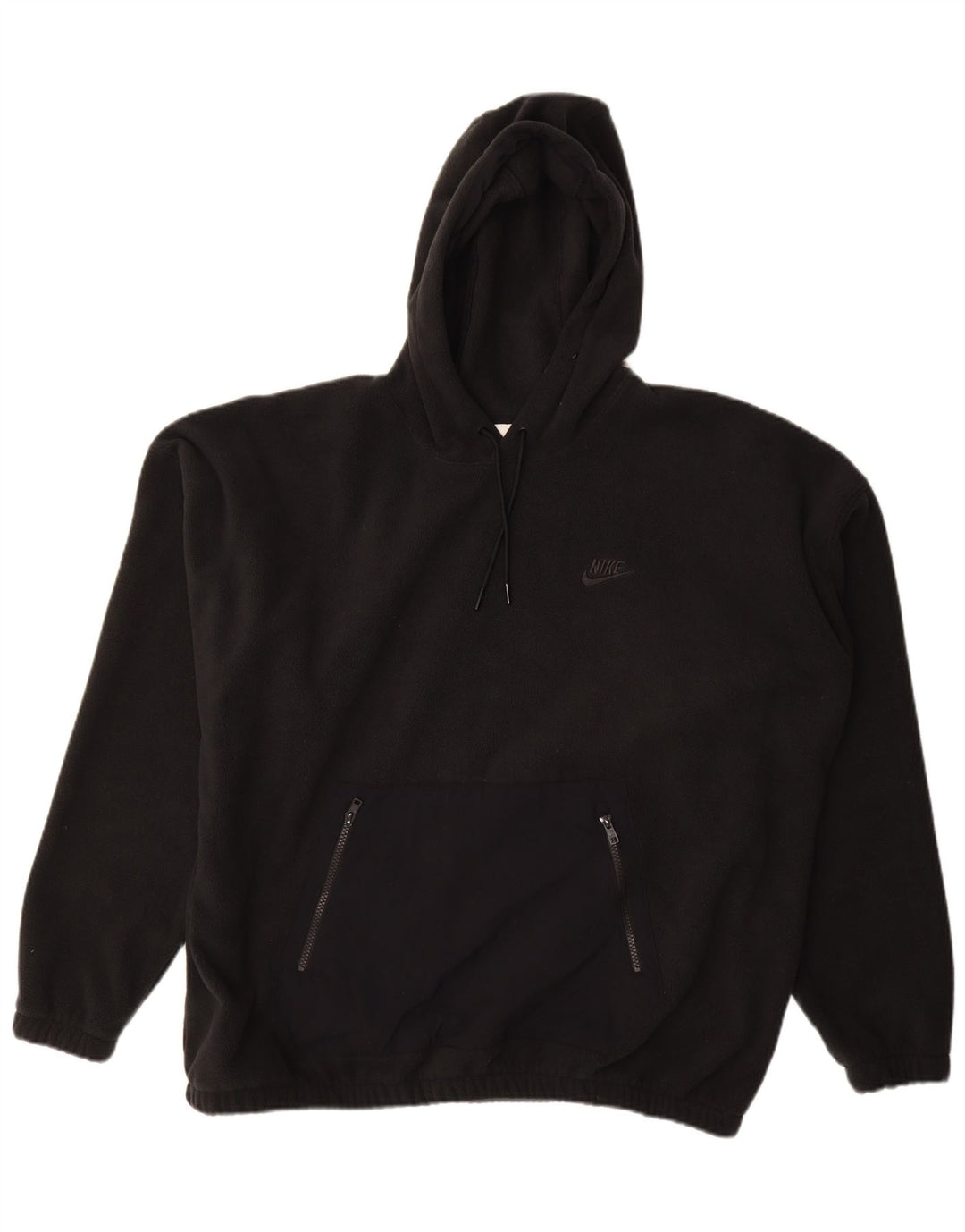 Maglia in pile con cappuccio Nike da uomo grande in poliestere nero