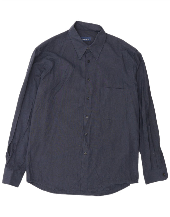 Camicia da uomo Massimo Dutti taglia 42 grande in viscosa blu navy