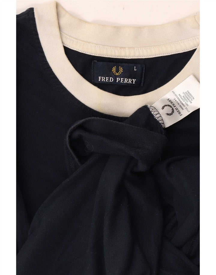 T-shirt da uomo Fred Perry Top grande in cotone blu navy